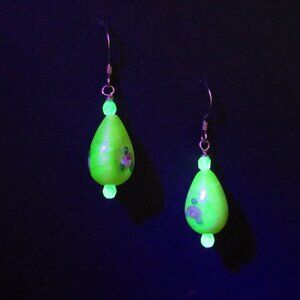 Vintage Czech Lampwork Uranium bead earrings